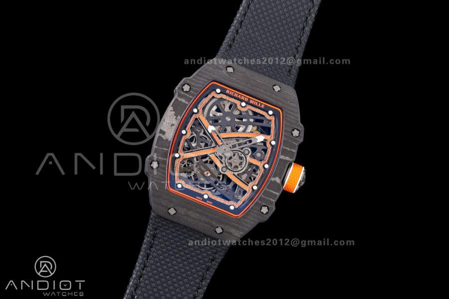 RICH Maker's 1:1 RM67-02 Black NTPT McLaren Orange Skeleton Dial CRMA7 Super Clone