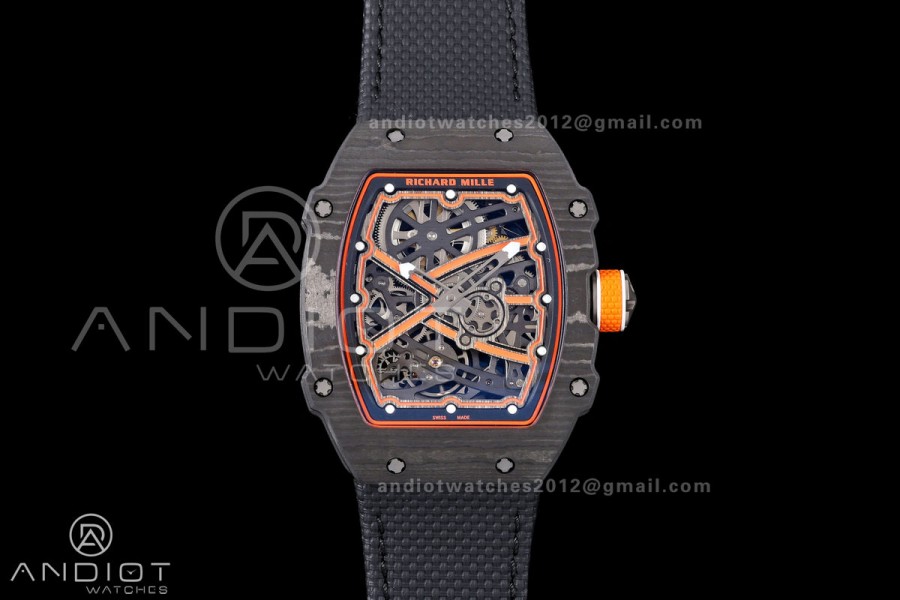 RICH Maker's 1:1 RM67-02 Black NTPT McLaren Orange Skeleton Dial CRMA7 Super Clone