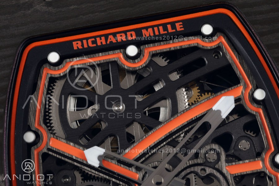 RICH Maker's 1:1 RM67-02 Black NTPT McLaren Orange Skeleton Dial CRMA7 Super Clone