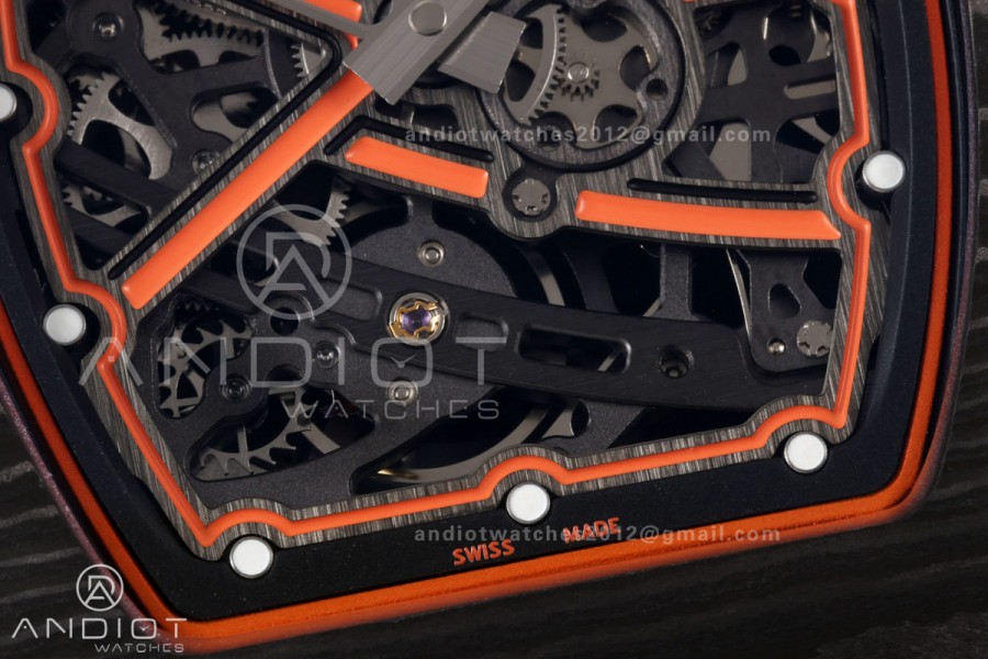 RICH Maker's 1:1 RM67-02 Black NTPT McLaren Orange Skeleton Dial CRMA7 Super Clone