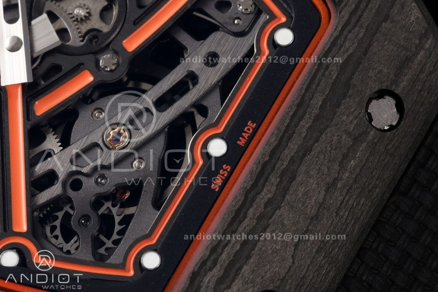 RICH Maker's 1:1 RM67-02 Black NTPT McLaren Orange Skeleton Dial CRMA7 Super Clone