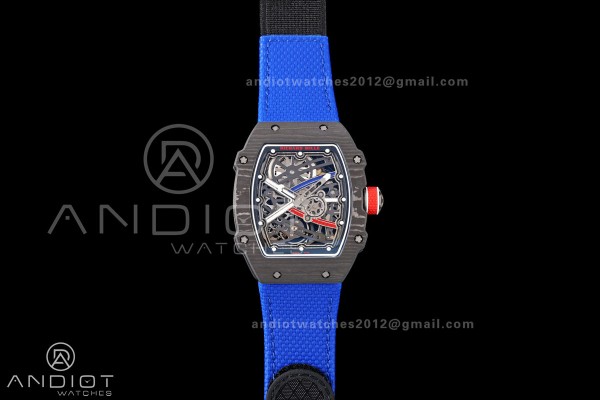 RICH Maker's 1:1 RM67-02 Black NTPT France Blue/Red/White Skeleton Dial CRMA7 Super Clone