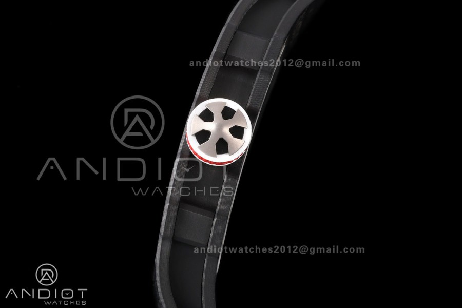 RICH Maker's 1:1 RM67-02 Black NTPT France Blue/Red/White Skeleton Dial CRMA7 Super Clone
