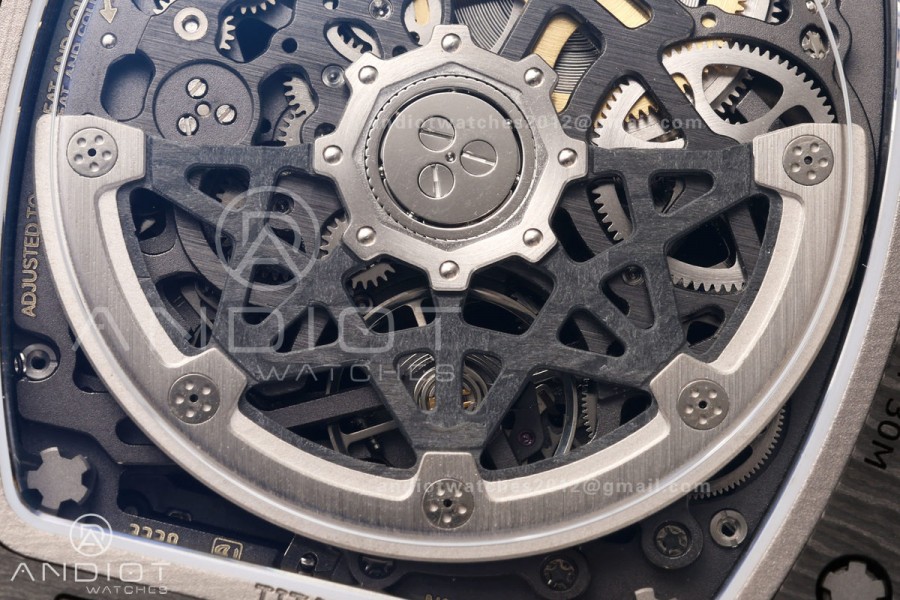 RICH Maker's 1:1 RM67-02 Black NTPT France Blue/Red/White Skeleton Dial CRMA7 Super Clone