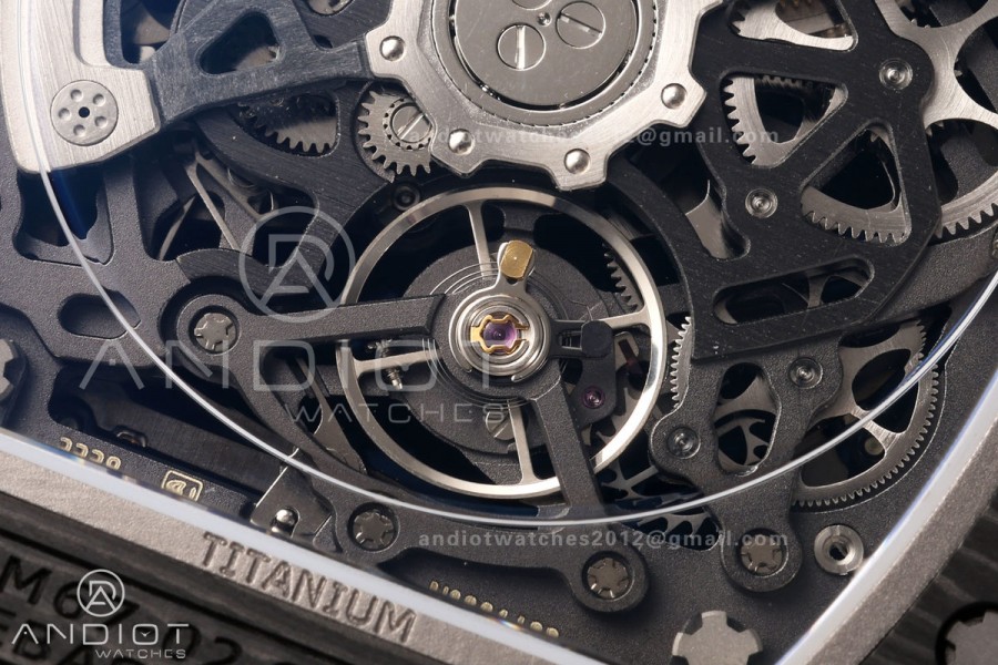 RICH Maker's 1:1 RM67-02 Black NTPT France Blue/Red/White Skeleton Dial CRMA7 Super Clone
