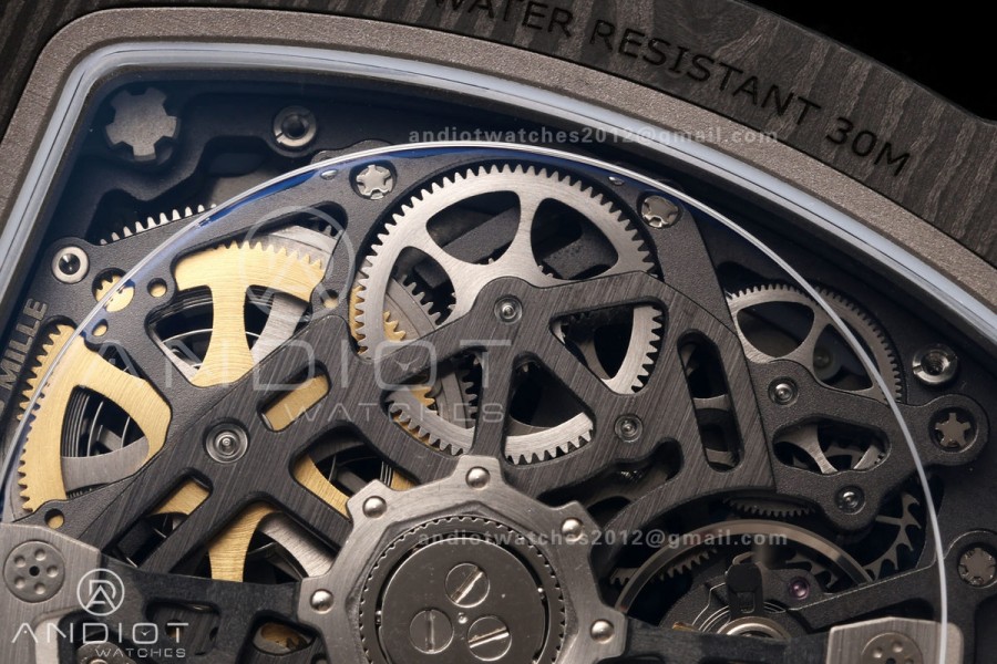 RICH Maker's 1:1 RM67-02 Black NTPT Italy Black Skeleton Dial CRMA7 Super Clone