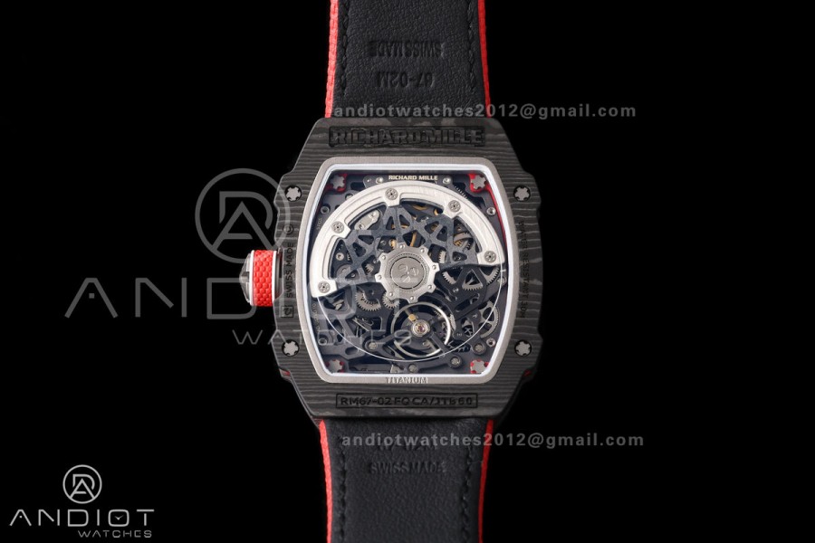 RICH Maker's 1:1 RM67-02 Black/Red NTPT Norway Red/White/Blue Skeleton Dial CRMA7 Super Clone