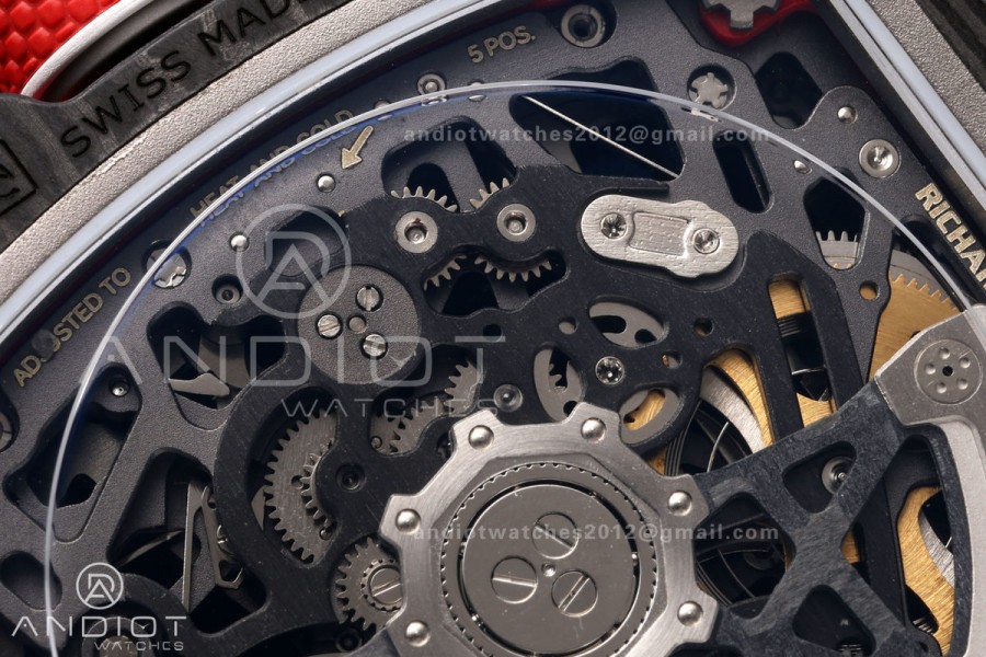 RICH Maker's 1:1 RM67-02 Black/Red NTPT Norway Red/White/Blue Skeleton Dial CRMA7 Super Clone