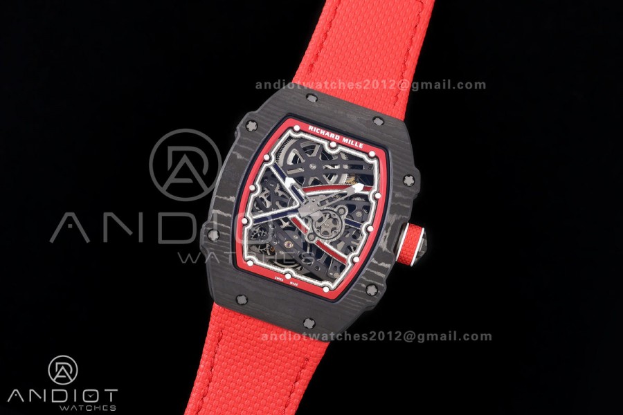 RICH Maker's 1:1 RM67-02 Black/Red NTPT Norway Red/White/Blue Skeleton Dial CRMA7 Super Clone