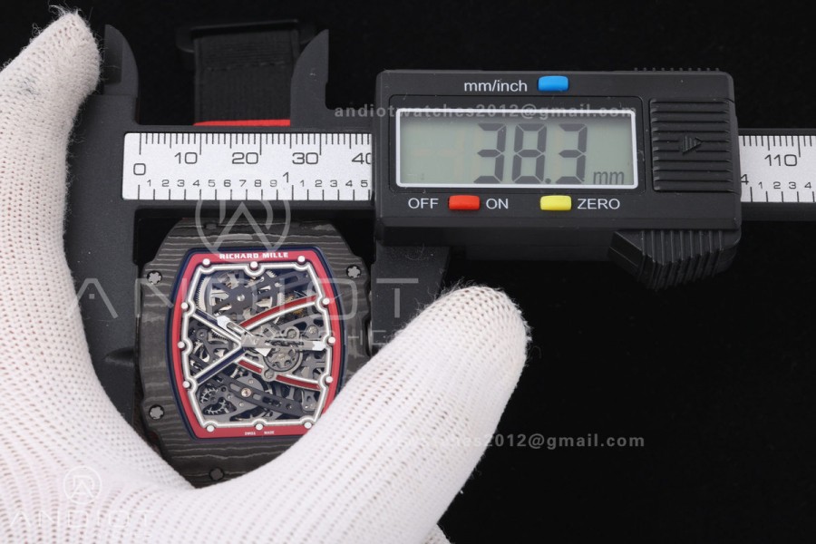 RICH Maker's 1:1 RM67-02 Black/Red NTPT Norway Red/White/Blue Skeleton Dial CRMA7 Super Clone