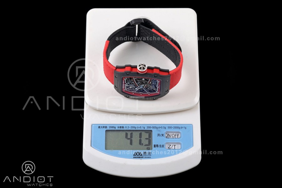 RICH Maker's 1:1 RM67-02 Black/Red NTPT Norway Red/White/Blue Skeleton Dial CRMA7 Super Clone