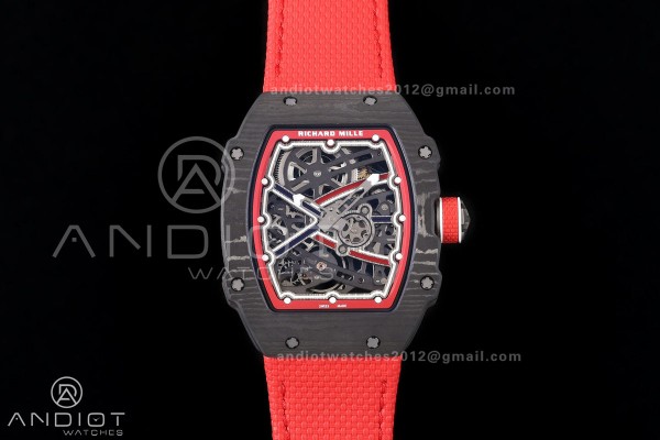 RICH Maker's 1:1 RM67-02 Black/Red NTPT Norway Red/White/Blue Skeleton Dial CRMA7 Super Clone