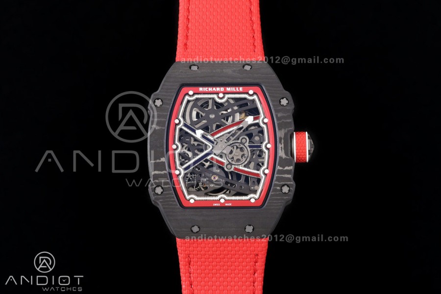 RICH Maker's 1:1 RM67-02 Black/Red NTPT Norway Red/White/Blue Skeleton Dial CRMA7 Super Clone