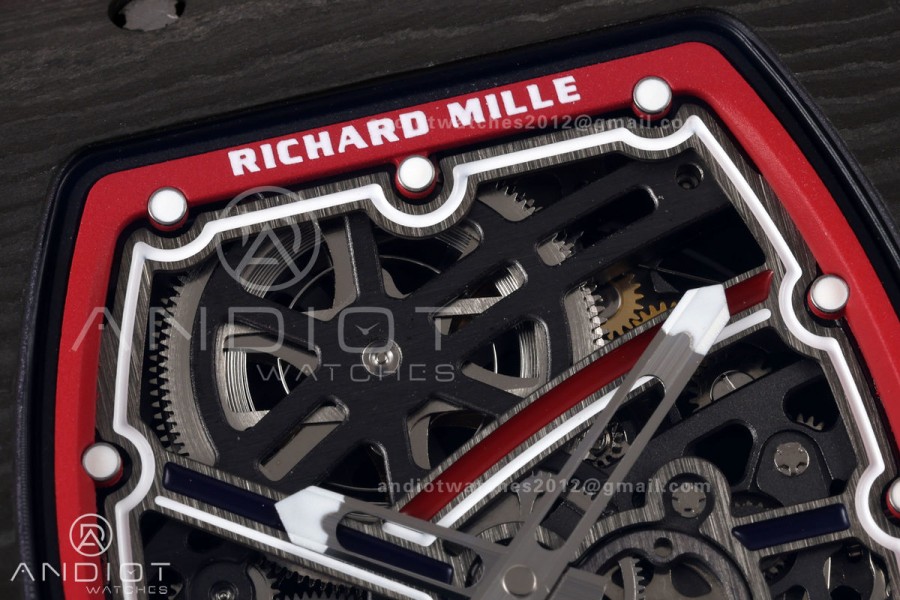 RICH Maker's 1:1 RM67-02 Black/Red NTPT Norway Red/White/Blue Skeleton Dial CRMA7 Super Clone