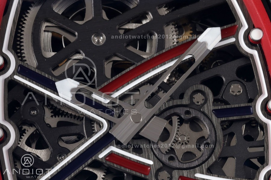 RICH Maker's 1:1 RM67-02 Black/Red NTPT Norway Red/White/Blue Skeleton Dial CRMA7 Super Clone