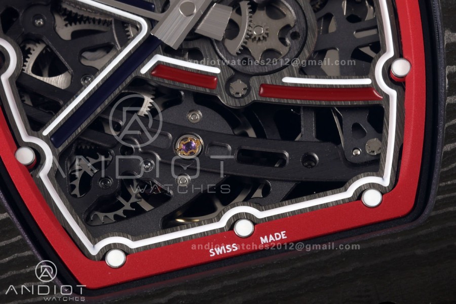 RICH Maker's 1:1 RM67-02 Black/Red NTPT Norway Red/White/Blue Skeleton Dial CRMA7 Super Clone