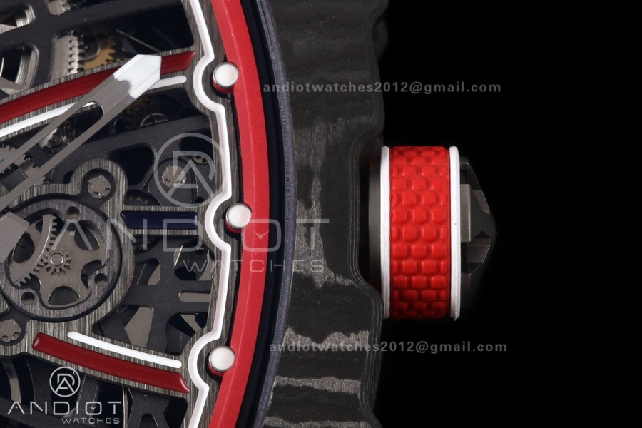 RICH Maker's 1:1 RM67-02 Black/Red NTPT Norway Red/White/Blue Skeleton Dial CRMA7 Super Clone