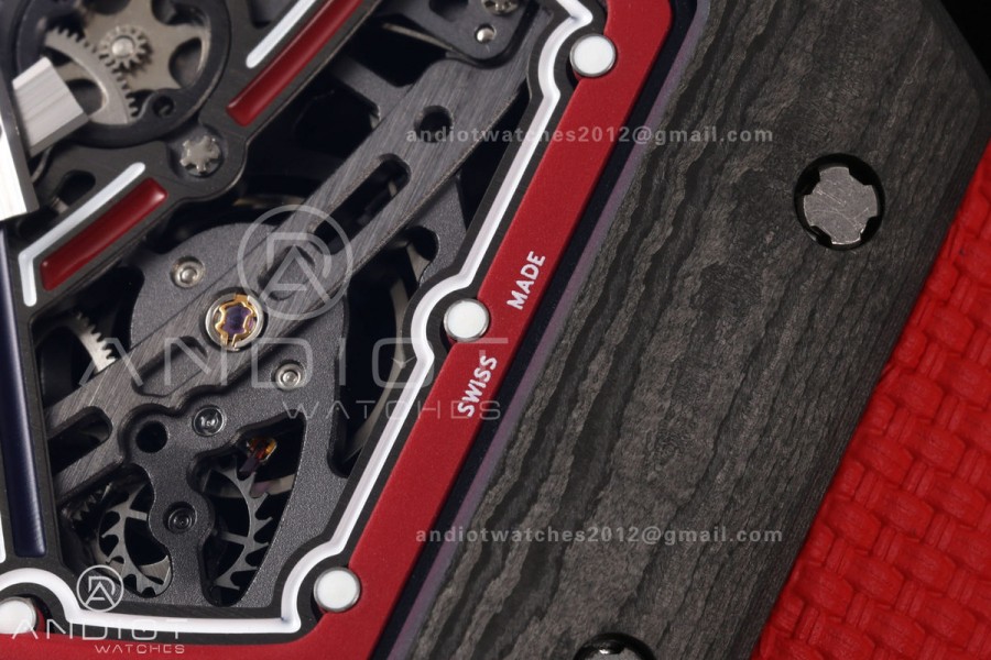 RICH Maker's 1:1 RM67-02 Black/Red NTPT Norway Red/White/Blue Skeleton Dial CRMA7 Super Clone