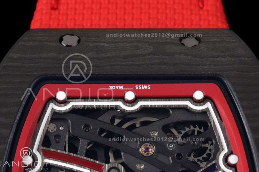 RICH Maker's 1:1 RM67-02 Black/Red NTPT Norway Red/White/Blue Skeleton Dial CRMA7 Super Clone