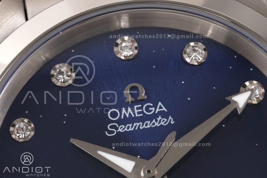 Aqua Terra Shades 34mm SS VRSF Best Edition Blue Diamonds Dial on SS Bracelet A8800