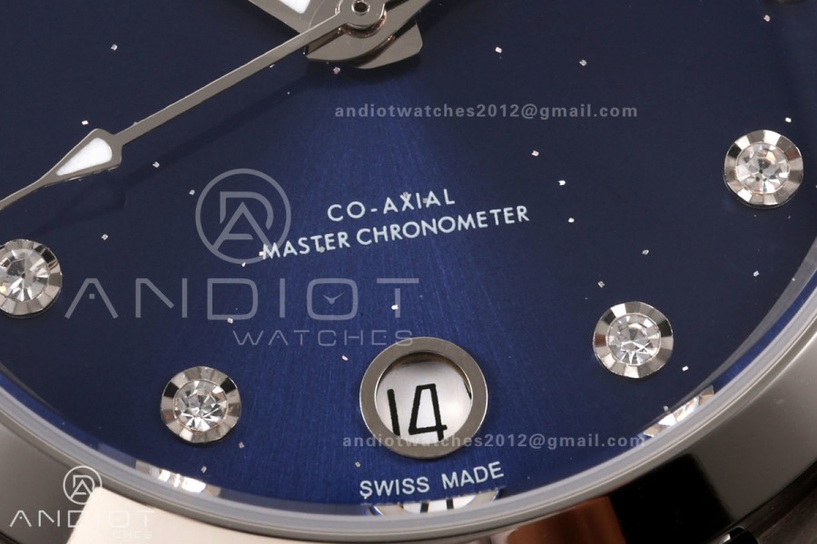 Aqua Terra Shades 34mm SS VRSF Best Edition Blue Diamonds Dial on SS Bracelet A8800