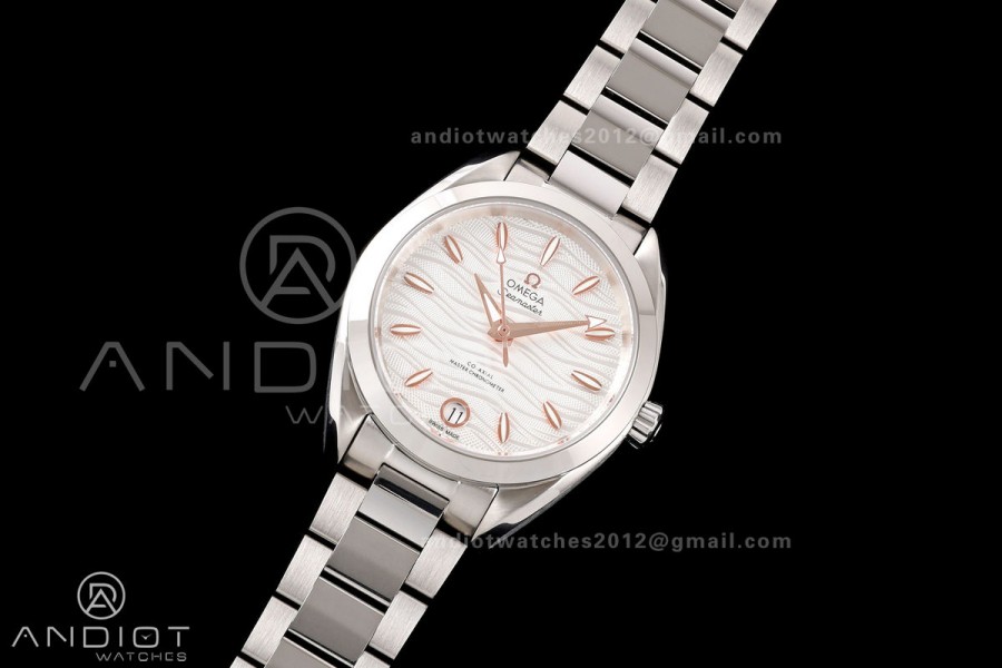 Aqua Terra Shades 34mm SS VRSF Best Edition White Textured Dial on SS Bracelet A8800