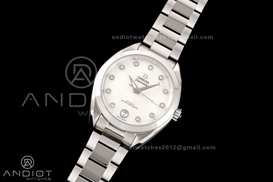 Aqua Terra Shades 34mm SS VRSF Best Edition White MOP Diamonds Dial on SS Bracelet A8800