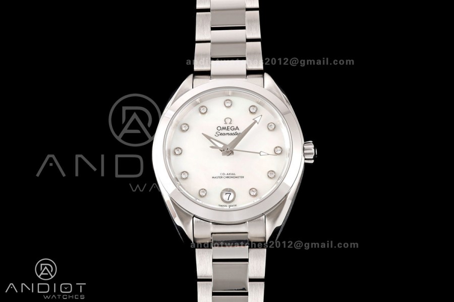 Aqua Terra Shades 34mm SS VRSF Best Edition White MOP Diamonds Dial on SS Bracelet A8800