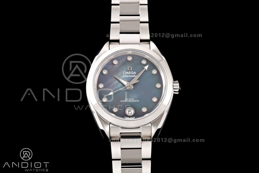 Aqua Terra Shades 34mm SS VRSF Best Edition Dark Green Diamonds Dial on SS Bracelet A8800
