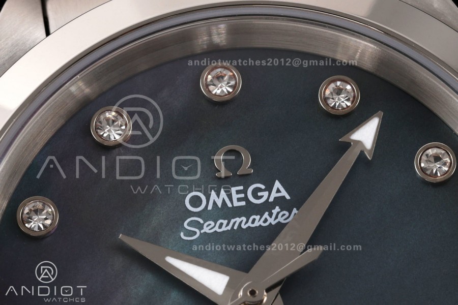 Aqua Terra Shades 34mm SS VRSF Best Edition Dark Green Diamonds Dial on SS Bracelet A8800