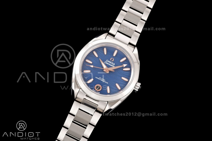 Aqua Terra Shades 34mm SS VRSF Best Edition Blue Textured Dial on SS Bracelet A8800