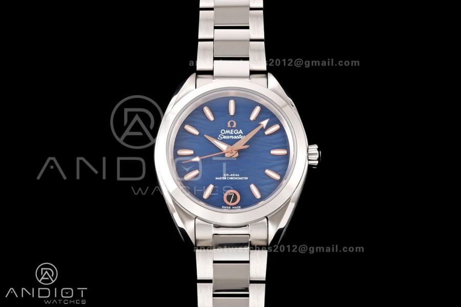 Aqua Terra Shades 34mm SS VRSF Best Edition Blue Textured Dial on SS Bracelet A8800