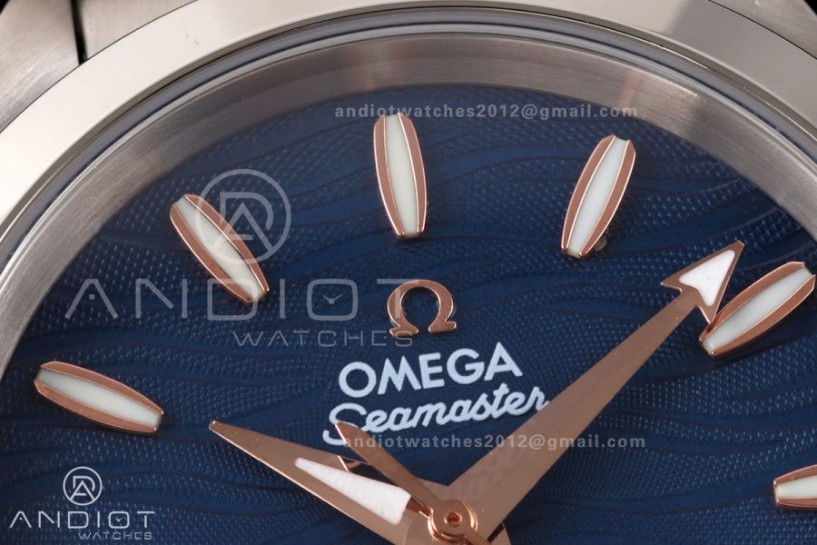 Aqua Terra Shades 34mm SS VRSF Best Edition Blue Textured Dial on SS Bracelet A8800
