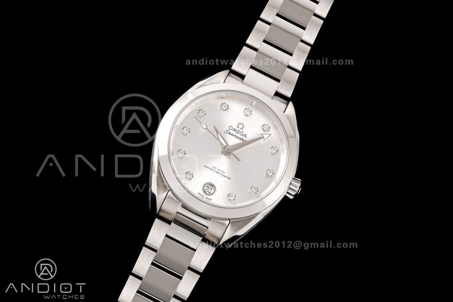 Aqua Terra Shades 34mm SS VRSF Best Edition Silver Diamonds Dial on SS Bracelet A8800