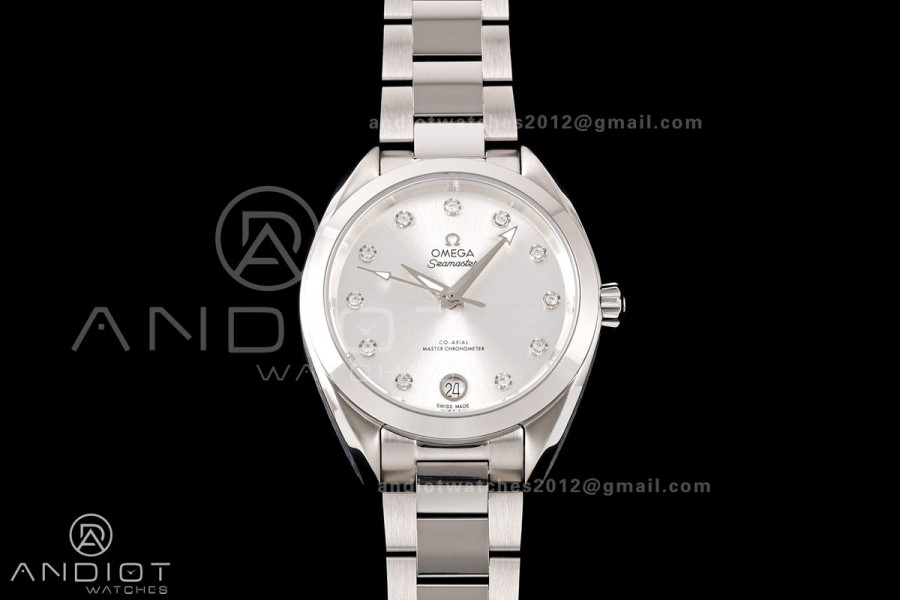 Aqua Terra Shades 34mm SS VRSF Best Edition Silver Diamonds Dial on SS Bracelet A8800