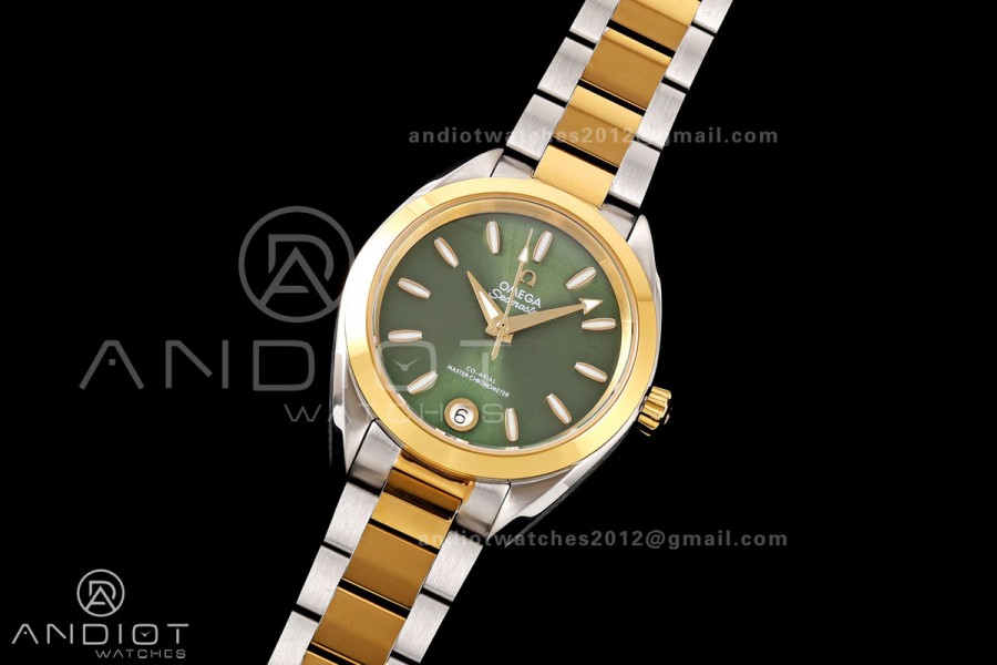 Aqua Terra Shades 34mm SS/YG VRSF Best Edition Green Dial on SS/YG Bracelet A8800