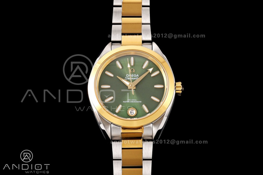 Aqua Terra Shades 34mm SS/YG VRSF Best Edition Green Dial on SS/YG Bracelet A8800
