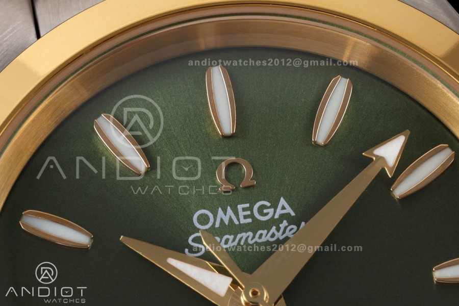 Aqua Terra Shades 34mm SS/YG VRSF Best Edition Green Dial on SS/YG Bracelet A8800