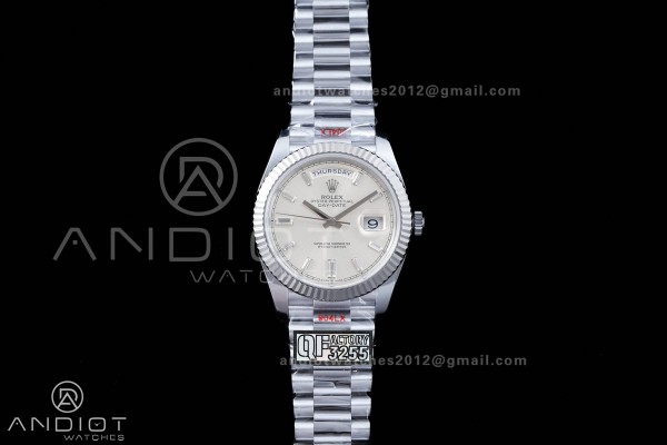 DayDate 40 SS QF 1:1 Best Edition Sliver Crystal D...