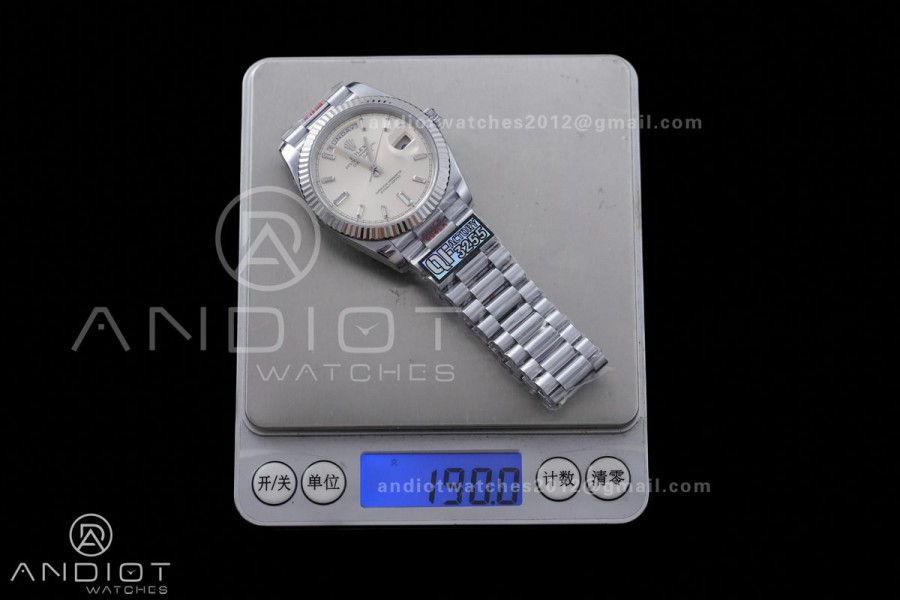 DayDate 40 SS QF 1:1 Best Edition Sliver Crystal Dial on President Bracelet VR3255 V8 (Gain Weight)