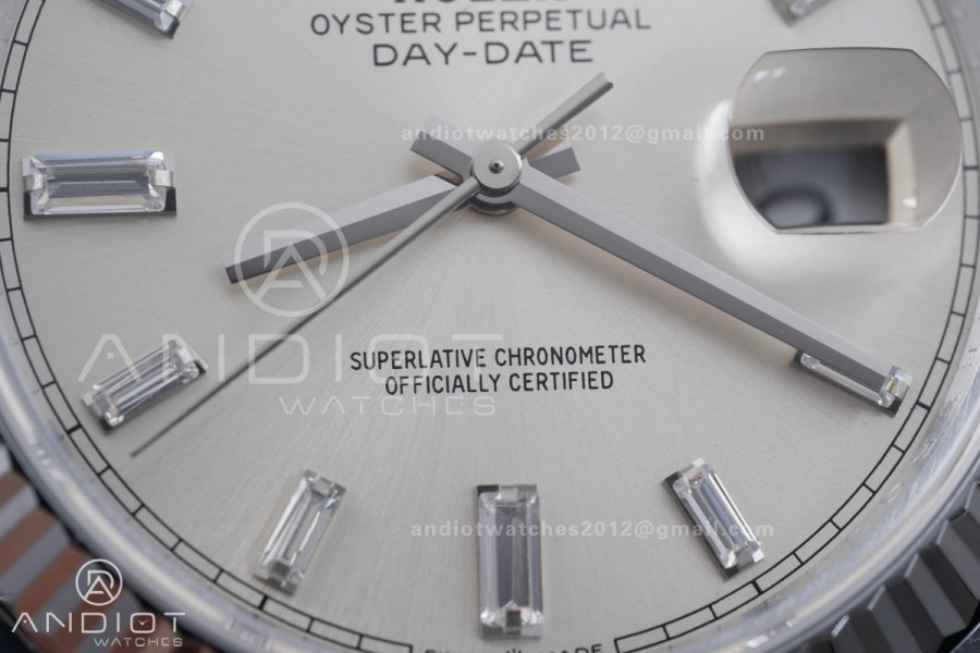DayDate 40 SS QF 1:1 Best Edition Sliver Crystal Dial on President Bracelet VR3255 V8 (Gain Weight)