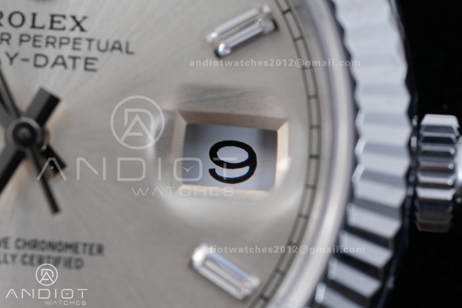 DayDate 40 SS QF 1:1 Best Edition Sliver Crystal Dial on President Bracelet VR3255 V8 (Gain Weight)