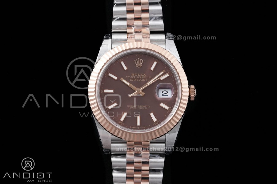 DateJust 41 126331 VSF 1:1 Best Edition 904L Steel Brown Dial on SS/RG Jubilee Bracelet VS3235 V2s Free Sprung