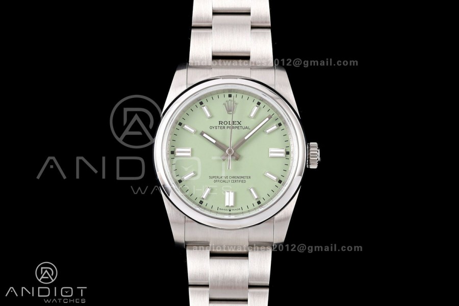 Oyster Perpetual 126000 36mm QF 1:1 Best Edition 904L Steel Avocado Dial JH3230 Free Sprung