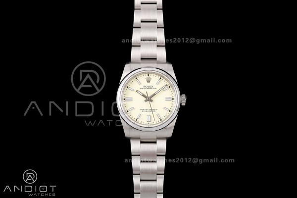 Oyster Perpetual 126000 36mm QF 1:1 Best Edition 904L Steel Light Yellow Dial JH3230 Free Sprung