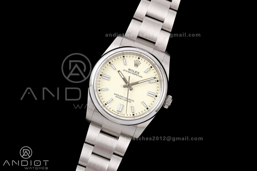 Oyster Perpetual 126000 36mm QF 1:1 Best Edition 904L Steel Light Yellow Dial JH3230 Free Sprung