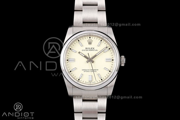 Oyster Perpetual 126000 36mm QF 1:1 Best Edition 904L Steel Light Yellow Dial JH3230 Free Sprung