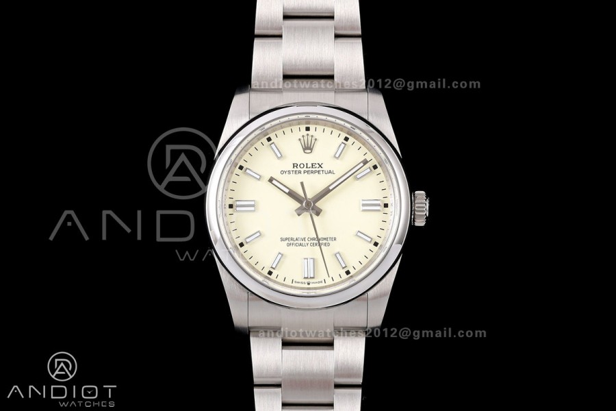 Oyster Perpetual 126000 36mm QF 1:1 Best Edition 904L Steel Light Yellow Dial JH3230 Free Sprung