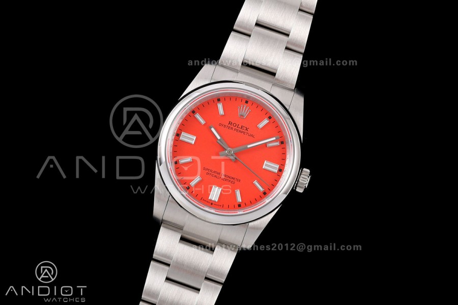 Oyster Perpetual 126000 36mm QF 1:1 Best Edition 904L Steel Red Dial JH3230 Free Sprung