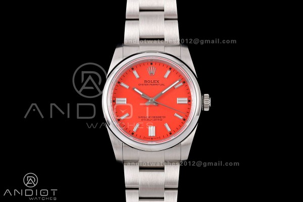Oyster Perpetual 126000 36mm QF 1:1 Best Edition 904L Steel Red Dial JH3230 Free Sprung